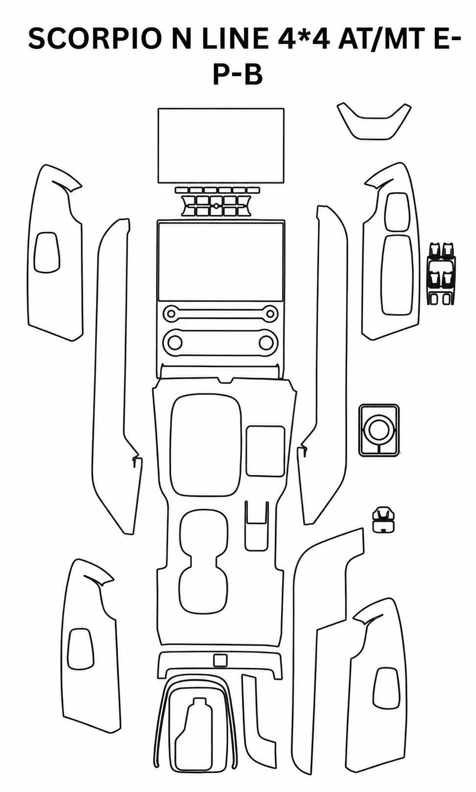 MAHINDRA SCORPIO N 4×4 AT/MT E-P-B Interior PreCut PPF